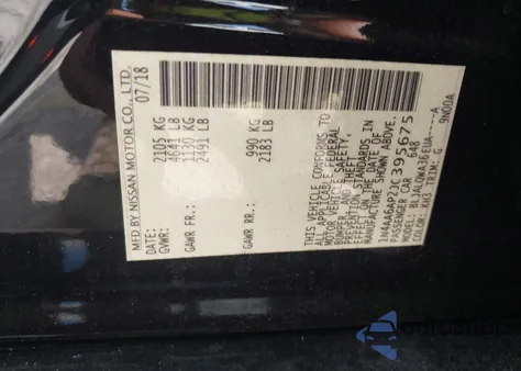 2018 Nissan Maxima 3.5 S z USA, uszkodzony, nr VIN 1N4AA6AP2JC395675